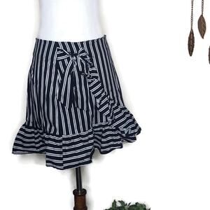A’gaci Blue White Striped Nautical Ruffle Skirt M